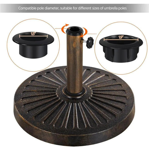 Heavy base detail of 9Ft Outdoor Patio Umbrella With Heavy Duty Base Included Push Button Tilt And Crank UV Protected Waterproof Canopy
