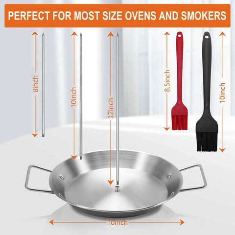 Stainless Steel Vertical Skewer Set For Grill With 3 Removable Spikes 8 10 12 Inches And Cleaning Brushes Brazilian Style