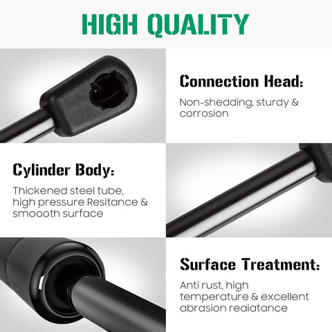Close-up of gas spring struts showing connection head, cylinder body, and surface treatment for Beefy Yet Reliable 20 Inch 40 Lbs Gas Spring Struts Prop Shocks For Tonneau Cover RV Door Bed Camper Shell Rear Window Toolbox Lid 2 Pack Fits 32 To 44 Lbs Lid No Brackets Replacement C16-08316 C1608316