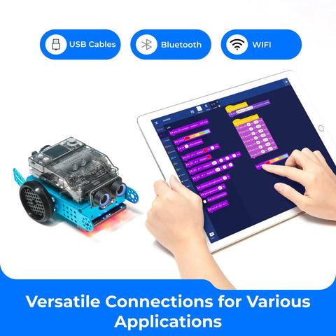 MBot2 Coding Robot For Kids Ages 8 14 And Up, Learn Scratch And Python With An Awesome, Kid-Friendly, Hands-On STEM Robotics Kit For Boys And Girls, Build, Code, And Explore Weather, Lights, And Music Features. USB Bluetooth WiFi