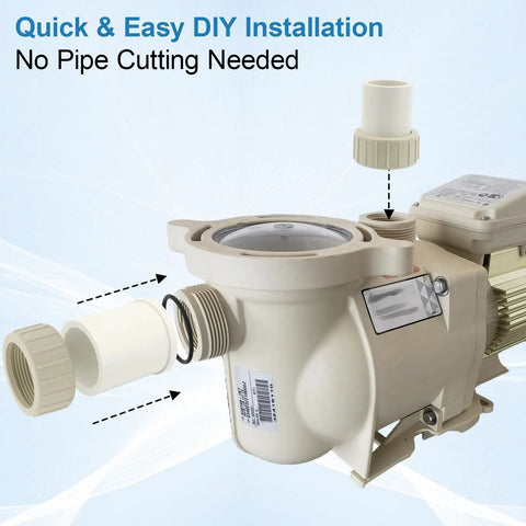2 Pack Union Replacement Kit With Inlet And Outlet Fittings, Nuts And O Rings For Pool And Spa Pumps, installation diagram