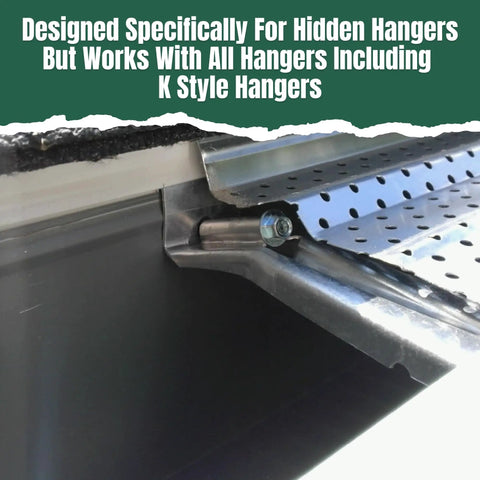 Heavy-Duty Aluminum Gutter Guard System For 5 Inch Gutters installed with hidden hangers, showing rust-proof design and fitment