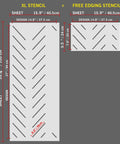 Extra Large Herringbone And Chevron Wall Stencil Set 16 By 40 Inches Includes Two Stencils For No Fuss Easy DIY Wall Art Painting Modern Geometric Pattern For Walls With Step By Step Instructions showing stencil dimensions.
