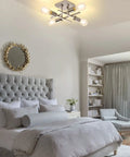 Bedroom with 4 Light Semi Flush Mount Ceiling Light Fixture In Brushed Nickel Modern Farmhouse Sputnik Style