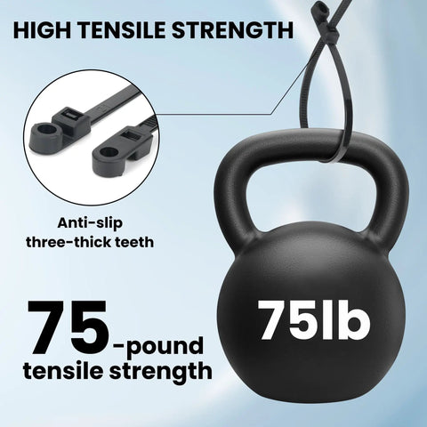Beefy Heavy Duty Zip Ties With Screw Hole For Mounting 75 Lb Tensile Strength Seven And A Half Inch Indoor Outdoor Nylon Cable Ties 50 Pack Black Universal Cable Tie Buckles