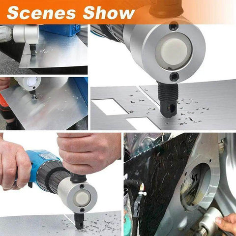 Pro Grade Sheet Metal Nibbler Cutter For Drills 360 Degree Adjustable Cutting Tool Kit cutting through metal sheets