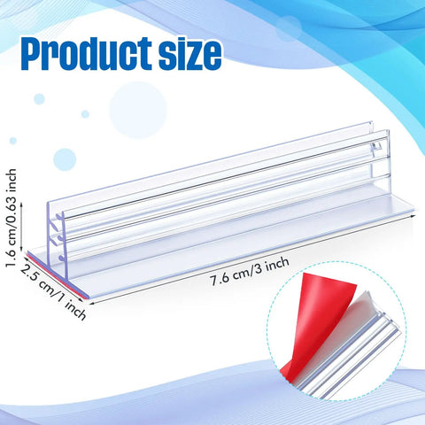 30 Pack 3x1 Inch Sneeze Guard Gripper Sign Holders With Adhesive For Desks, Shop Floor Displays, Wall Mounts, Store Vendor Events, Warehouse, Clear Great For Counters, Displays And Shelves On The Shop Floor., clear 3x1 inch acrylic sign holder size view