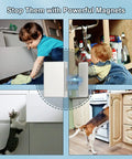 Different children testing No Drill Adhesive Magnetic Door Catch Set 17lb Holding Force For Kitchen Cabinets Cupboards And Drawers Self Stick Stainless Steel Latch 4 Pack Silver Damage Free Mounting
