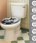 Toilet Seat Round Resin for Farmhouse installed on a white toilet, featuring a black and white print and a clean design.