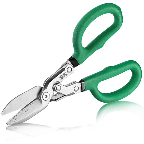 Heavy Duty Tin Snips With Forged Blade And Compound Action For Superior Metal Cutting, 10 Inch Metal Shears, Ergonomic Handle, Front View