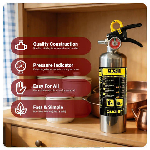 Class K Kitchen Fire Extinguisher For Cookin Grease Fires, 40 Fl Oz Wet Chemical featuring quality construction and easy use