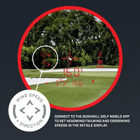 Golf Rangefinder With Wind Speed And Slope Compensation Link X3 Plus 600 Yard Range showing wind readout display on course