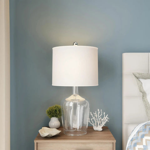 Glass Cloche Table Lamps Set of 2 Modern Farmhouse Accent Lights With Energy Efficient LED Bulbs for Bedroom Living Room or Office