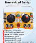 12V Wireless Crane Remote With Dual Joystick, 5 Speed Rockers, 6 Buttons, Emergency Stop, Green Safety Switch, Sealed Metal Joystick