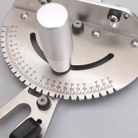 Rock Solid Upgraded Miter Gauge With 27 Tight Angle Stops And Smooth Adjustable Aluminum Head For Table Saw Crosscuts router tables showing precision angle markings.