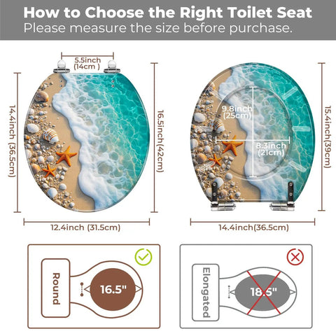 Round Toilet Seat Resin for Bathroom tutorial showing size dimensions and fitting options for proper installation.