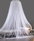 Ceiling mounted white Ultra Fine Dome Mosquito Net Bed Canopy For Kids And Adults 300 mesh tent over queen bed