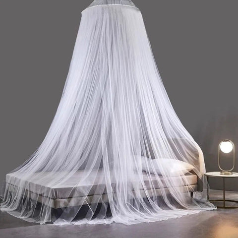 Ceiling mounted white Ultra Fine Dome Mosquito Net Bed Canopy For Kids And Adults 300 mesh tent over queen bed