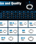 Heavy Duty 1100 Pcs Spring Lock Washer Set Metric Split Lock Washers Stainless Steel 304 For Screws Bolts M2 Through M12