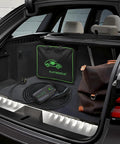 Level Two EV Charger With 240V NEMA 14 To 50 Plug And 25 Foot Cable UL Certified portable charger in car trunk.