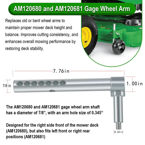 Heavy Duty Right Front Mower Deck Gage Wheel Arm Replacement Kit Delivering A Dead Nuts Exact Fit With Durable 7/8 Inch Shaft And Zero Fuss Installation For Select Lawn Tractors To Keep You Rolling Smooth
