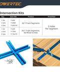 Three Inch T Track Intersection Kit With Predrilled Mounting Holes For Universal T Track And Woodworking Jigs And Fixtures Includes Four T Track Segments on workbench