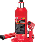Torin BIG RED 10-ton hydraulic bottle jack, red steel body with chrome piston and side handle