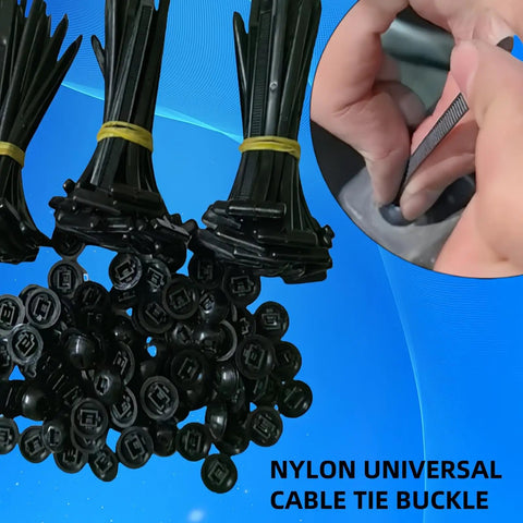 Heavy Duty Universal Nylon Cable Ties With Pin And Button Lock, Self Locking Zip Ties for Car Repair, close-up with installation