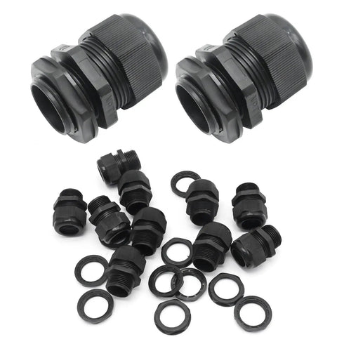 Ten Pack 1 Inch NPT Nylon Cable Gland IP68 Waterproof Adjustable Cable Gland For Junction Boxes And Panel Wiring 17 To 25mm Connector Glands For Watertight Seals