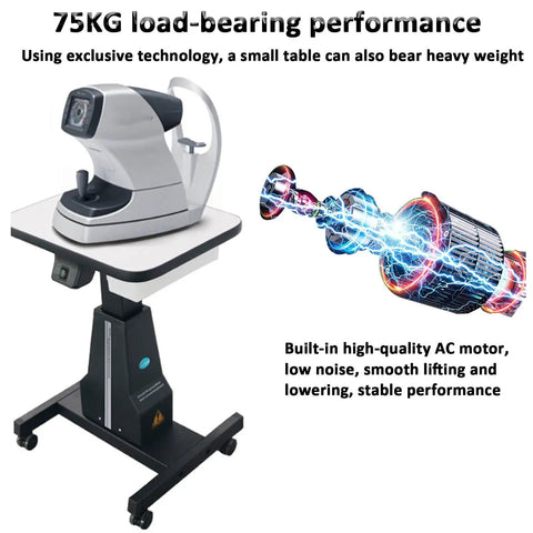 Professional Electric Optometry Lift Table With Motorized Height Adjustment And Smooth One-Button Control For Eyeglass Shops, supporting 75KG load.