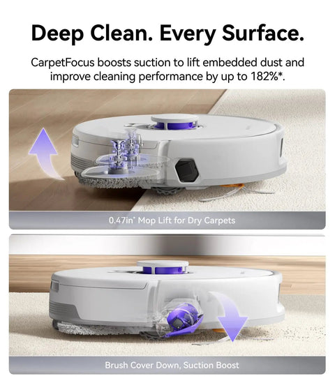 Freo Z10 Turbo Robot Vacuum And Mop Combo Brings Boss Level Suction With 25,000 Pa Deep Cleaning On Carpet And Hard Floors features