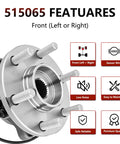 Pair Front Wheel Bearing And Hub Assembly For 2005-2019 Nissan Pathfinder Xterra Frontier And 2009-2012 Suzuki Equator 4x4 Models Built To Last With Easy Install And Smooth Rolling, showing front view with 515065 code and features