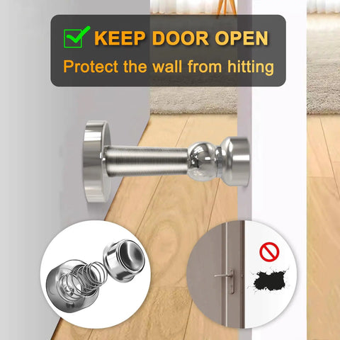 6 Pack Magnetic Door Stopper Stainless Steel Door Holder For Wall Or Floor Mounting With Screws Keeps Doors Open And Prevents Slams