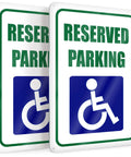 Reserved Handicap Parking Signs 8x12 Inches Reflective Aluminum 2 Pack, front view with wheelchair symbol