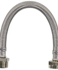 Braided Stainless Steel Water Inlet Hose With Three Quarters Inch MGH To Three Quarters Inch FGH, One Foot, Heavy Duty Washer
