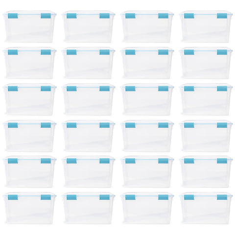 Built Tough 54 Quart Stackable Storage Bins Clear Plastic Totes With Airtight Gasket Seal And Secure Latching Lids 24 Pack Made In Usa Bpa Free Go The Distance Long Term Organizing Solution Keeps Clutter At Bay