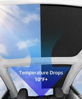 BASENOR sunshade for Tesla Model 3 panoramic glass roof, front & rear, black with storage bag