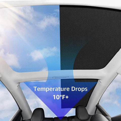 BASENOR sunshade for Tesla Model 3 panoramic glass roof, front & rear, black with storage bag