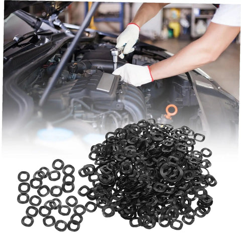 Heavy Duty Wave Spring Washers Set 500Pcs Assortment Kit Compression Type Gasket Machine Gasket Spring Steel Wave Washers For Machinery And Automotive Repairs Prevent Loosening And Dampens Vibration, black wave washers for car repair