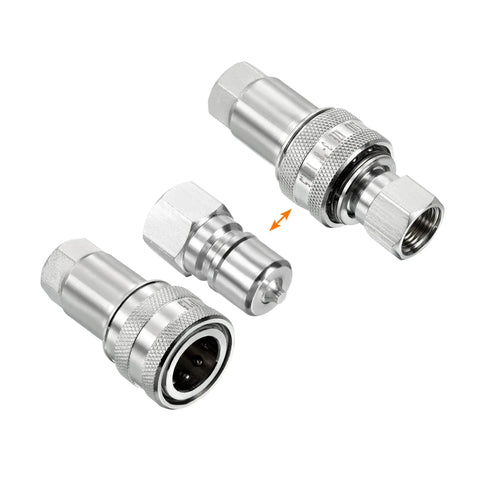Top Shelf Heavy Duty Carbon Steel Hydraulic Quick Connect Coupler With M18 Female Thread Pipe Fitting Adapter showing detailed components.