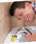 Man using 100 Pack Sealant Tape For Plumbing Quick Application To Stop Water Leaks On Pipes And Shower Heads Durable Waterproof Thread Seal Tape