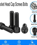 Built Different M6x20mm Socket Head Cap Screws Grade 12.9 Alloy Steel Black Oxide Finish With Precision Allen Hex Drive Heavy Duty Machine Bolts 20 Piece Kit For Gearheads And DIY Kings displayed in four units.