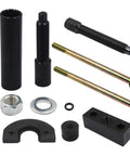 Harley Big Twin transmission inner bearing race installer puller kit with bolts, spacers, nuts, washers, and blocks