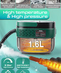 Hands Free Handheld Steam Cleaner With Handle Control One Point Six Liter Large Water Tank 3 Level Steam Output advertising features