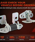 Driver Side Left Front Door Hinges Upper Lower Set For Jeep Grand Cherokee Dodge Charger Durango Chrysler 300 shown with installation bolts.