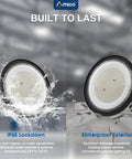 UFO LED High Bay Light Beast Mode Bright 150W 21000 Lumen 5000K Shop Lighting showcasing IP65 waterproof and shatterproof features
