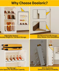 Why Choose Dooloric? 18 Tier Tall Shoe Cabinet Wooden Shoe Rack White Narrow Shoe Storage Organizer With Removable Shelves For Small Spaces.