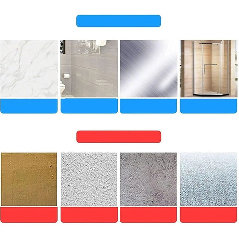 Different tile and paint textures displayed for Heavy Duty White Bathroom Wall Hooks Set Featuring A No Fuss Towel Rack Sturdy Toilet Paper Holder And Slick Coat Hanger For Effortless Multipurpose Home Organization.