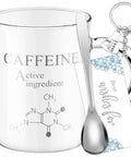 Lab Week Chemistry Gift Set Caffeine Beaker Coffee Mug With Metal Spoon Keychain Greeting Card And Gift Box shown