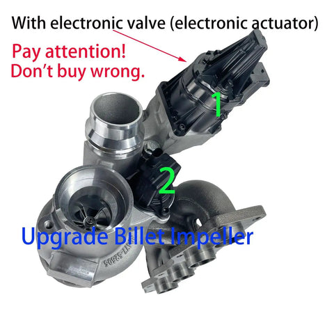 BMW Billet Turbocharger Upgrade Kit For N20 N26 2L Fits 320i 328i 528i X3 XDrive Z4 F30 with electronic valve and actuator